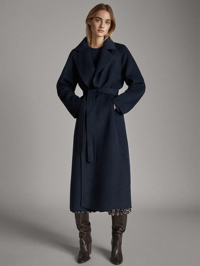 massimo dutti manteau noir femme