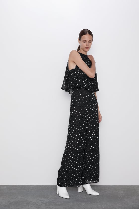 robe noire imprimée pois
