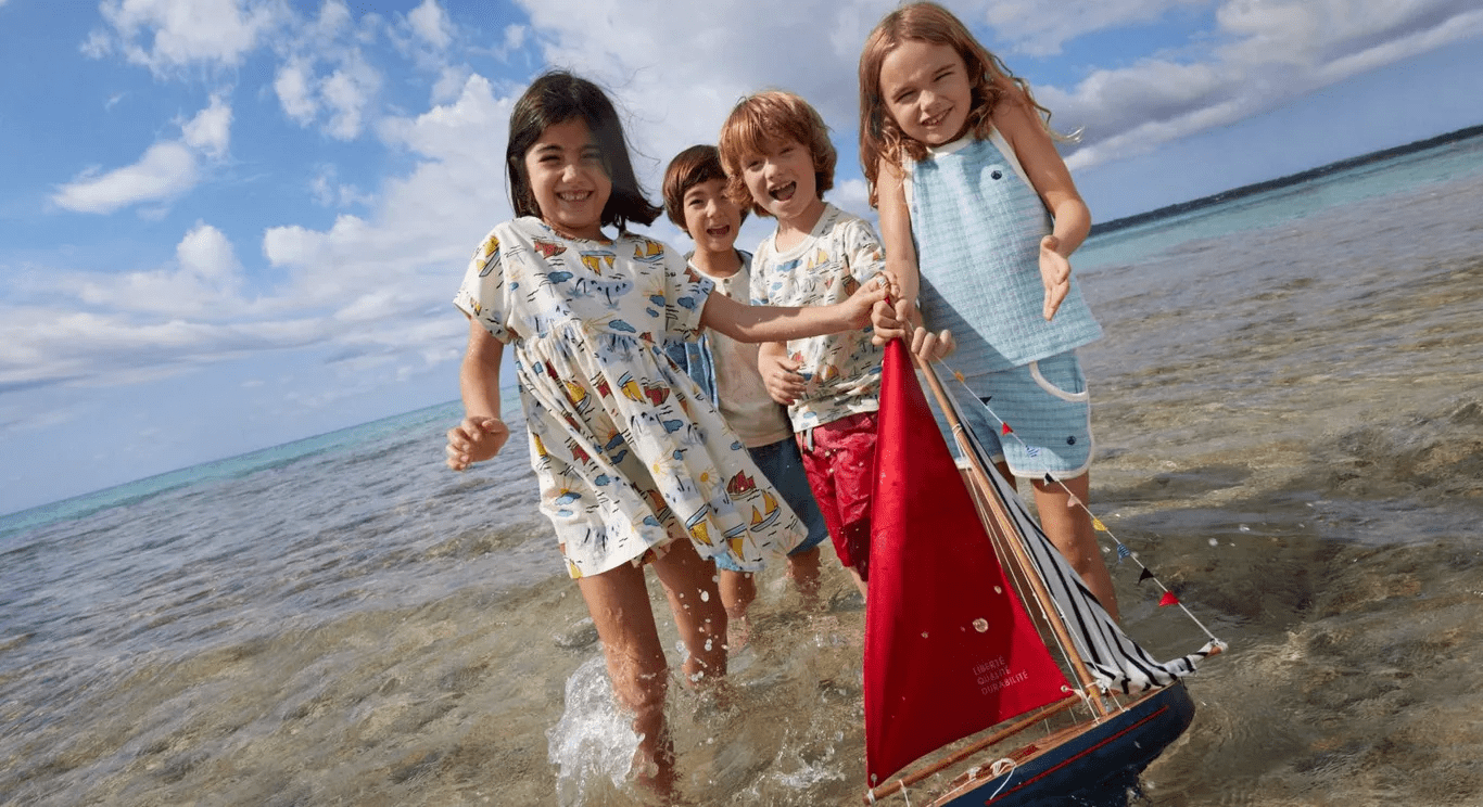 Petit Bateau - Robe rouge en coton Fille